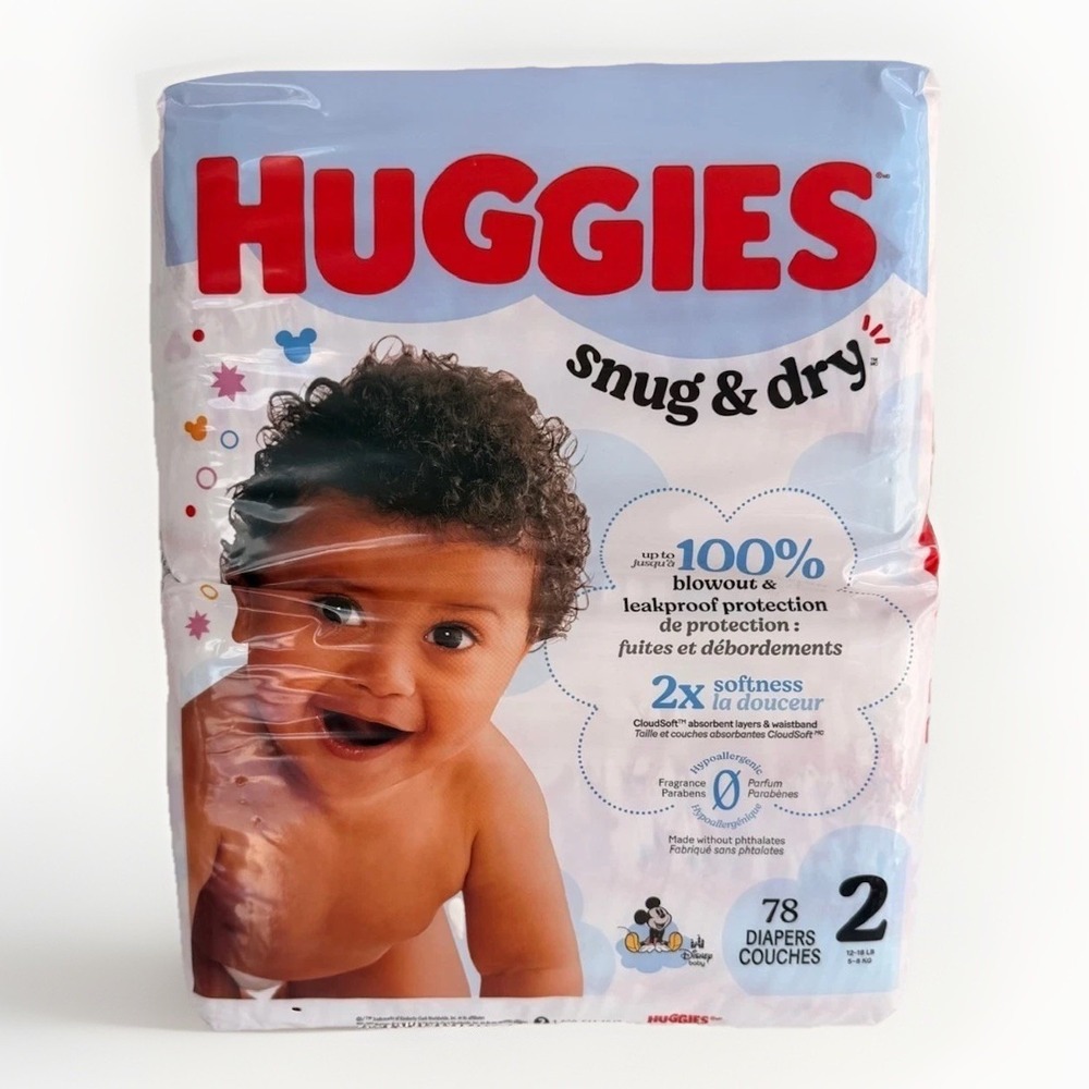 Huggies 78 count Snug & Dry Size 2 Baby Diapers 100%